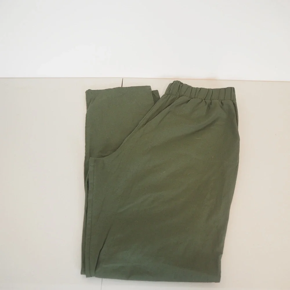 For Days Men's Poplin‎ Pant Size Medium Pull On Organic Cotton Olive Lightweight